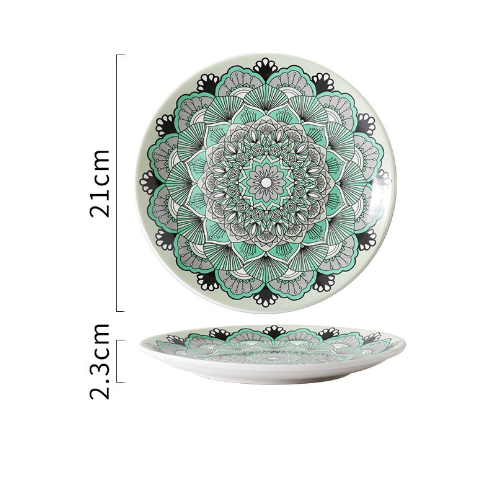 Creative Hand-Painted Ceramic Round Plate for Home Use