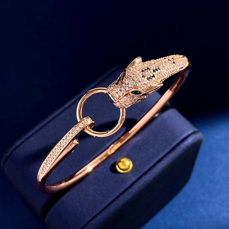 Rose Gold Leopard Rhinestone Bracelet