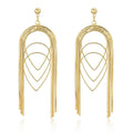 Copper-plated Real Gold Thin Chain Geometric Multi-layer Drop-shaped Long Earrings