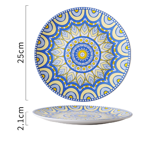 Creative Hand-Painted Ceramic Round Plate for Home Use