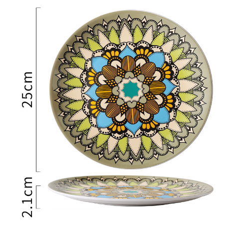 Creative Hand-Painted Ceramic Round Plate for Home Use
