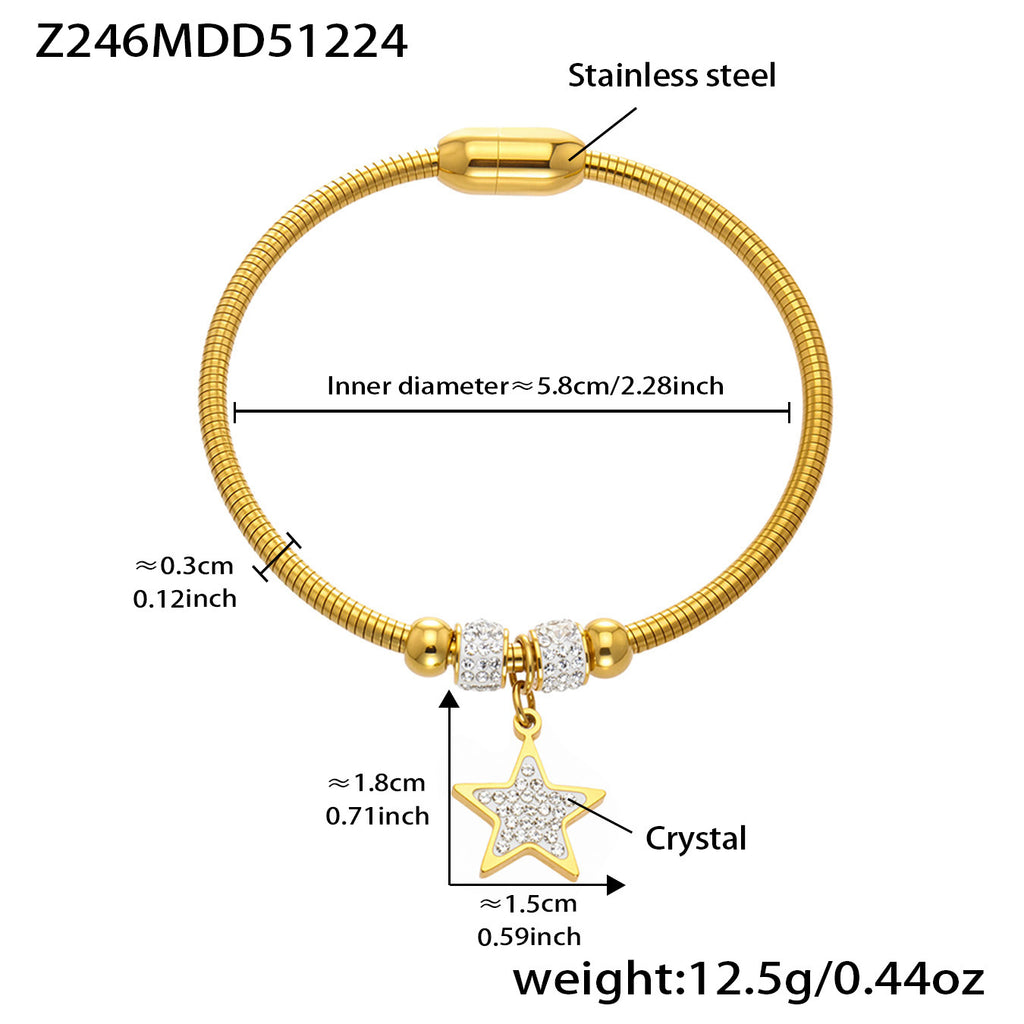 Stainless Steel Ultra-Shiny Full-Crystal Clip Bracelet