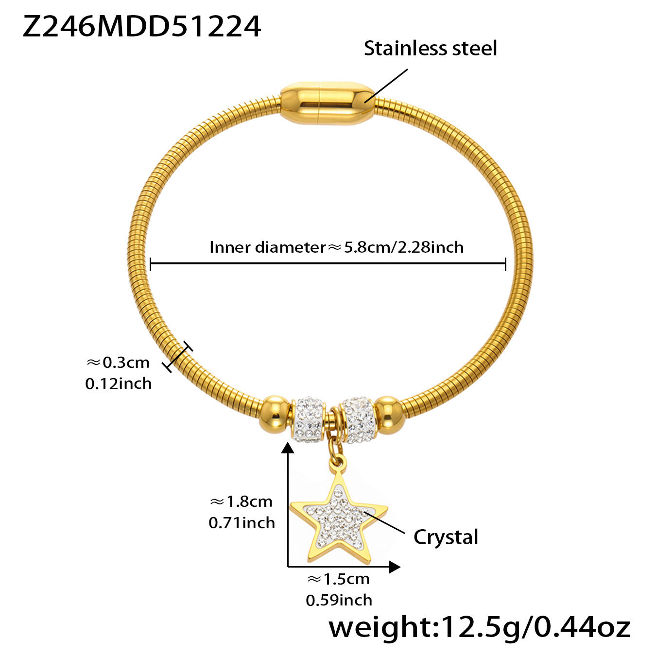 Stainless Steel Ultra-Shiny Full-Crystal Clip Bracelet