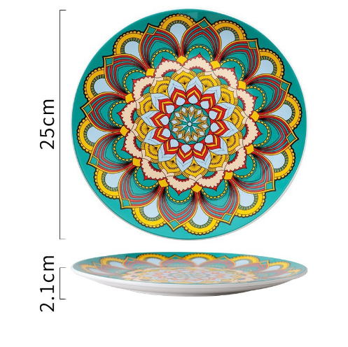 Creative Hand-Painted Ceramic Round Plate for Home Use