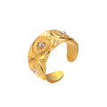 Womens Gold Open-Ended Diamond-Inlaid Ring