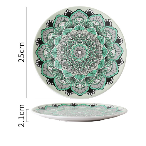 Creative Hand-Painted Ceramic Round Plate for Home Use