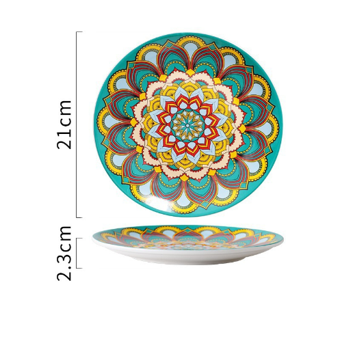 Creative Hand-Painted Ceramic Round Plate for Home Use