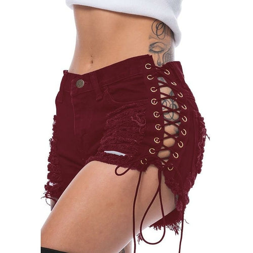 Bandage Shorts Womens Cotton Shorts Summer Pants Fashion Sexy Jeans Rumanglobalcraft